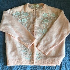 VIntage beaded Elegant bubblegum pink Women's Cardigan